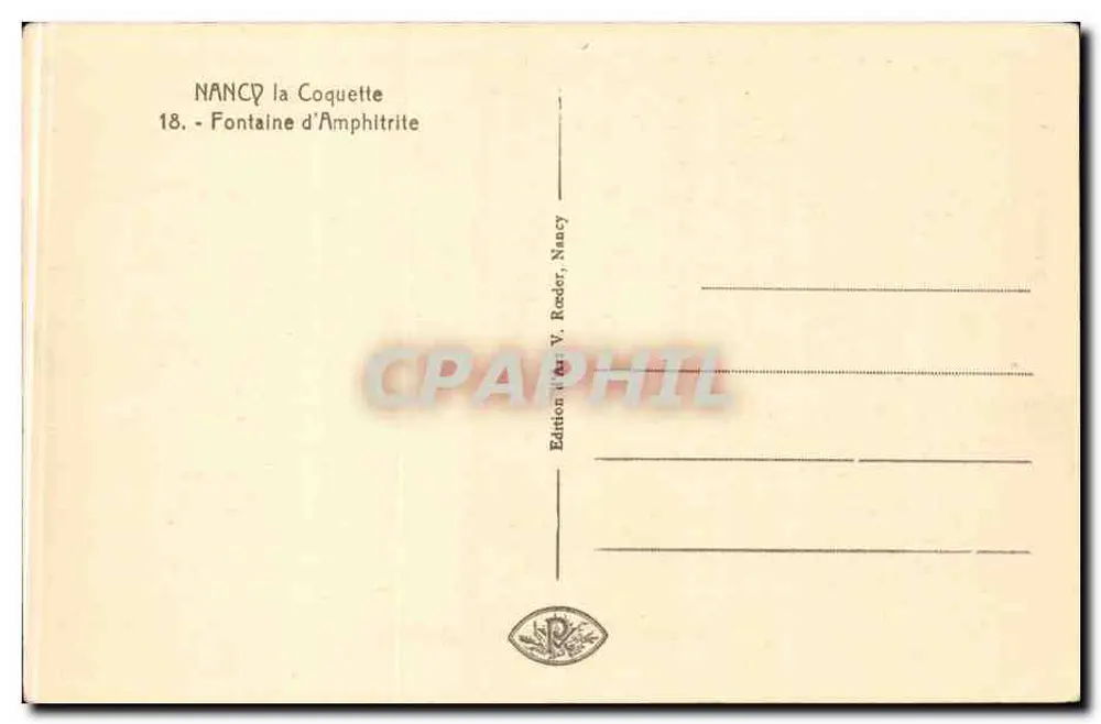Nancy - Fonte de Amphitrite — editor V. Reeder, n°18 - Verso