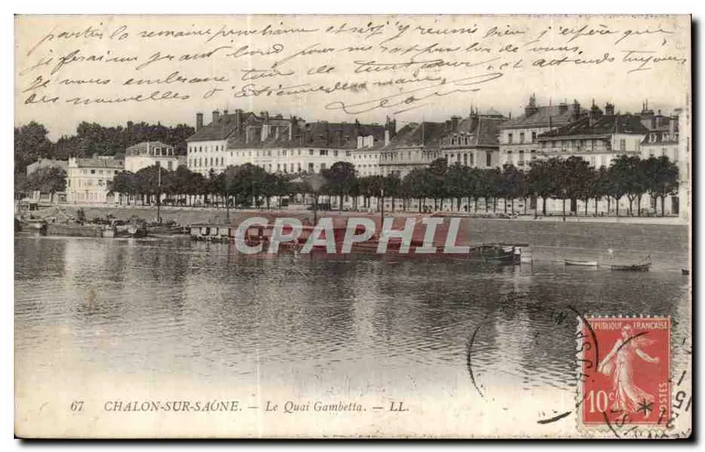 Chalon-sur-Saône — A margem do rio Saône — LL. — Editor: LL. - Frente