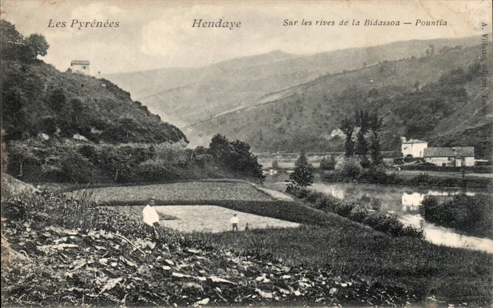 Die Pyrenäen — Hendaye — An den Ufern der Bidassoa — Pountlia — A. Villalba, Paris - Vorderseite