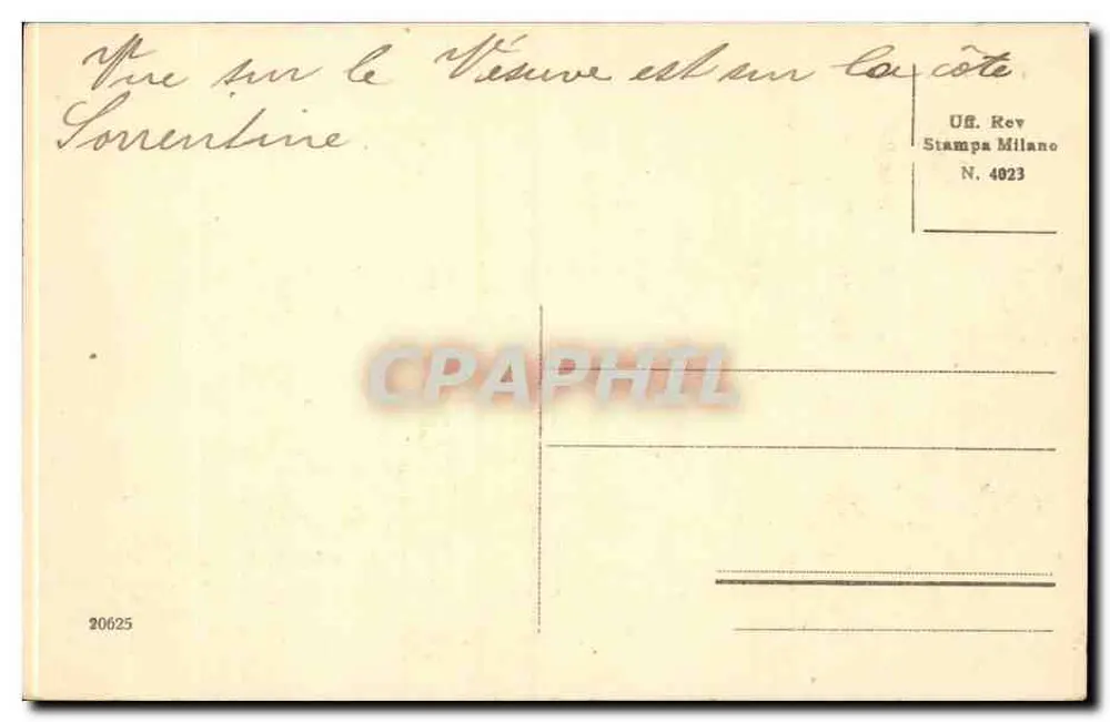 Napoli - Mount Vesuvius — Verlag Uff. Rev Stampa Milano, Nr. 4023 - Rückseite