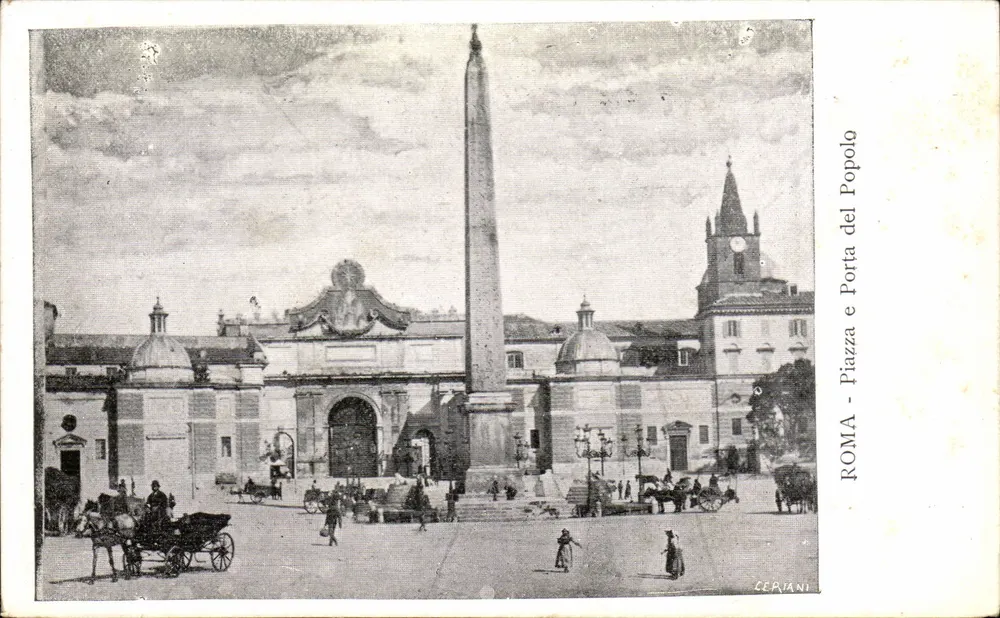 Piazza del Popolo in Rom — Tor und Obelisk — Verlag CERIANI - Vorderseite