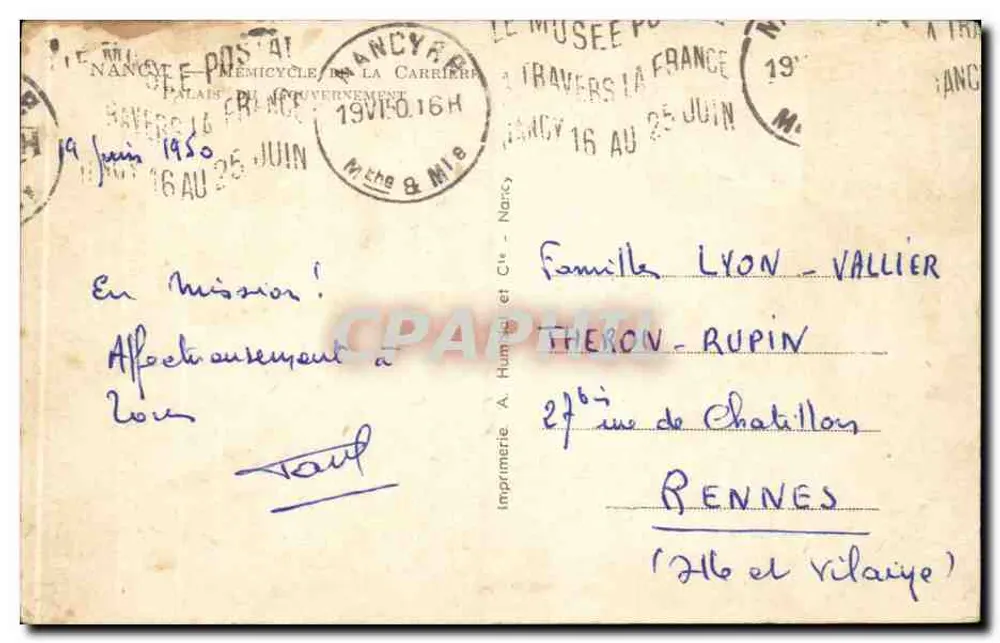 Palast der Carrière — Nancy — Druckerei A. Humblot et Cie - Rückseite