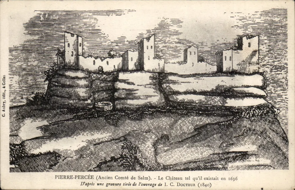 Pierre-Percée (Altes Fürstentum Salm) — Das Schloss wie es 1636 aussah — C. Aubry, Verlag, A. Collès - Vorderseite