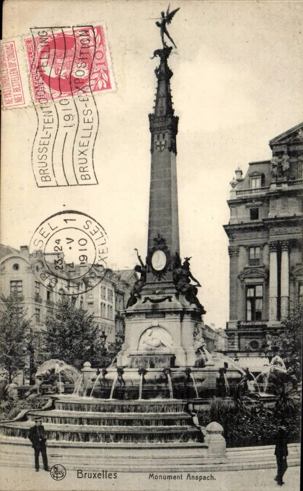 ब्रुसेल्स - एंस्प्साच मॉनूमेंट — 1910 की प्रदर्शनी — एड. नेल्स, श्रृंखला 1, संख्या 35 - आगे