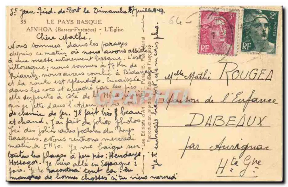 Ainhos (Basses-Pyrénées) — A Igreja — Les Éditions d'Art d'Aurignac - Verso