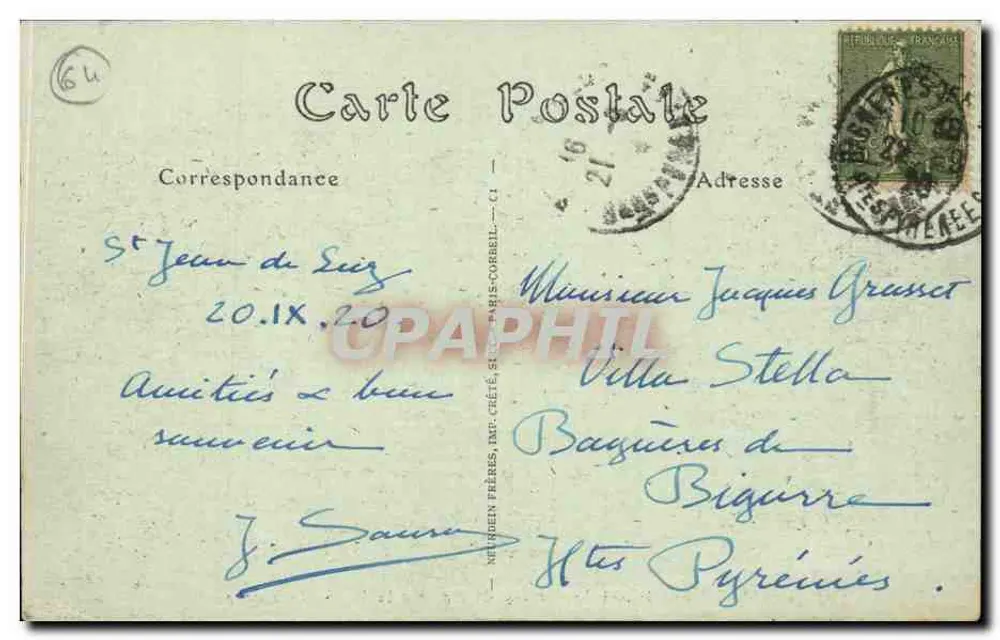 Saint-Jean-de-Luz — Ansicht des Meeres auf der Soccoa-Dyke — IND Phot. - Rückseite