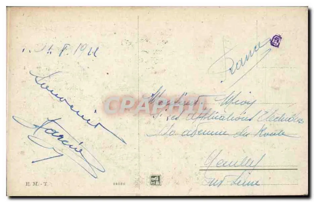 Torino - Corso Vittorio Emanuele II — städtische Ansicht mit Straßenbahn und Denkmal — Verlag E.M.-T. Nr. 94080 - Rückseite