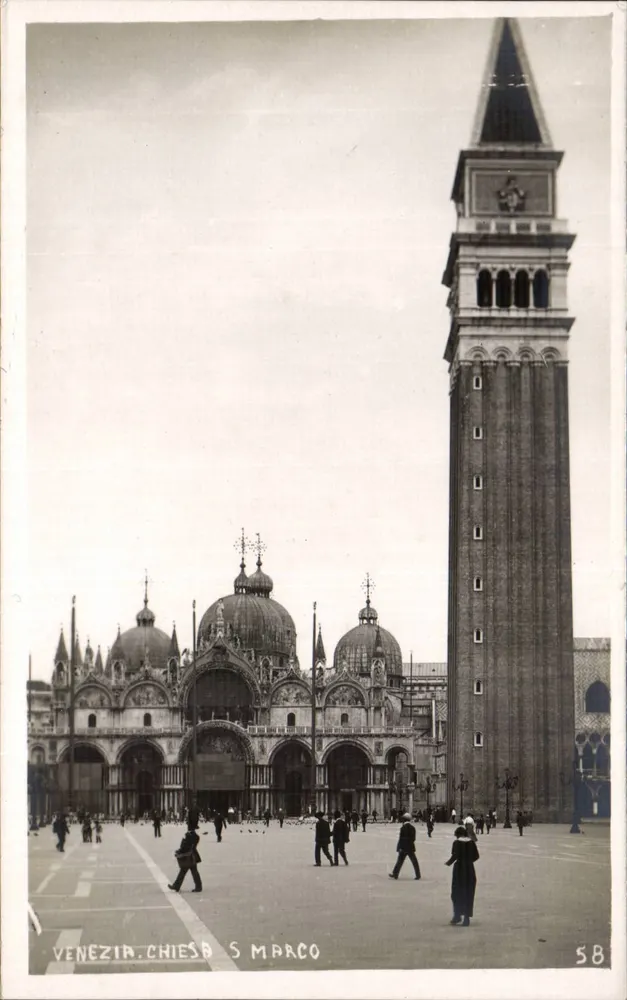 Venedig. Kirche S. Markus — Ansicht der Basilika und des Turms — Tensi n°58 - Vorderseite