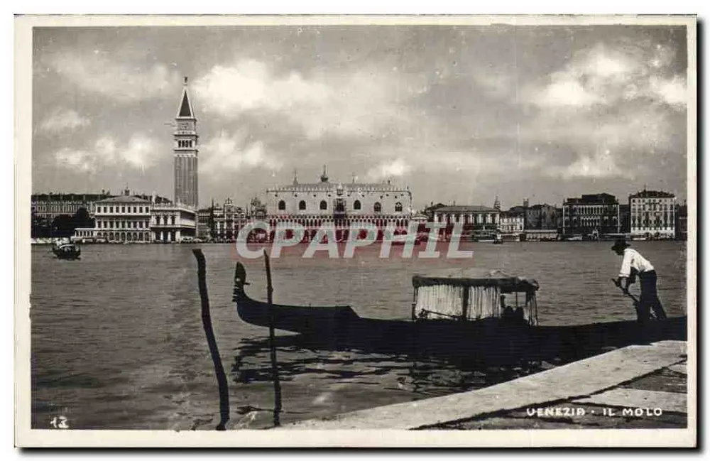 Venedig - Il Molo — Ansicht der Kirchturms und des Dogenpalastes — Tensi - Vorderseite