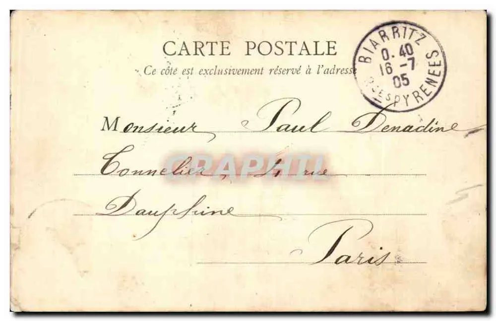 Biarritz — O Port Vieux — Editor B.J.C., Paris, número de série não visível - Verso