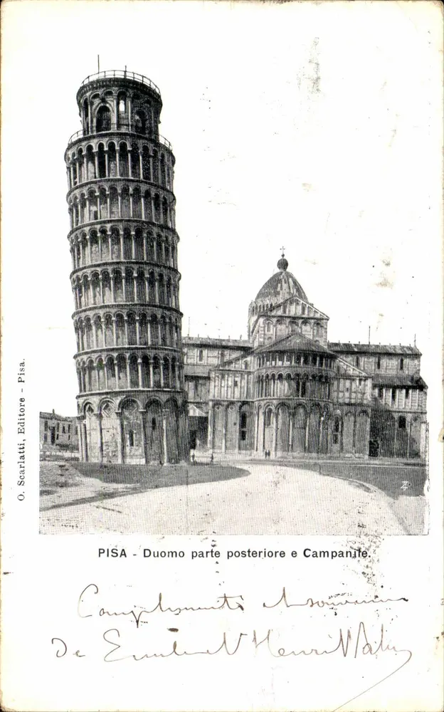 Pisa - Schiefes Tor, Rückseite des Duoms und Glockenturm — O. Scarlatti, Pisa - Vorderseite