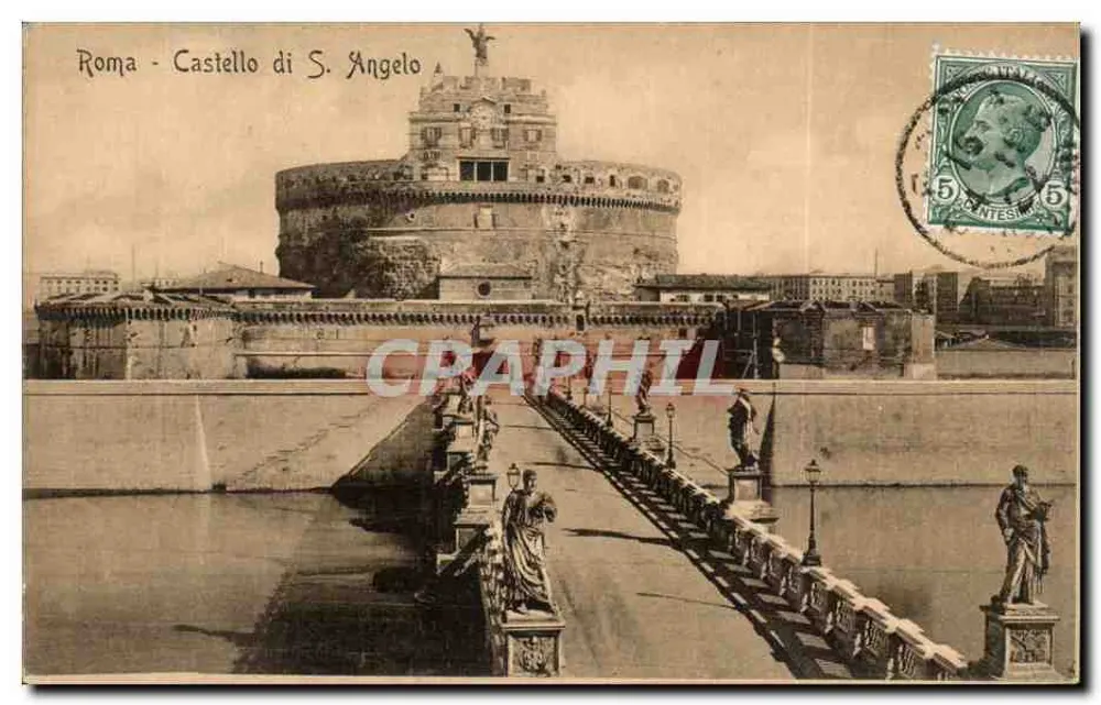 Rom - Castello di S. Angelo — Ansicht der Brücke und des Schlosses — unbekannter Verleger - Vorderseite