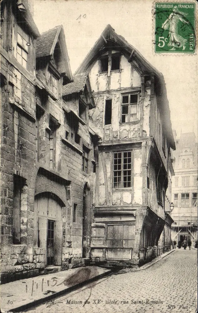 Rouen — Casa del XV secolo, via Saint-Romain — NJ Phot - Recto