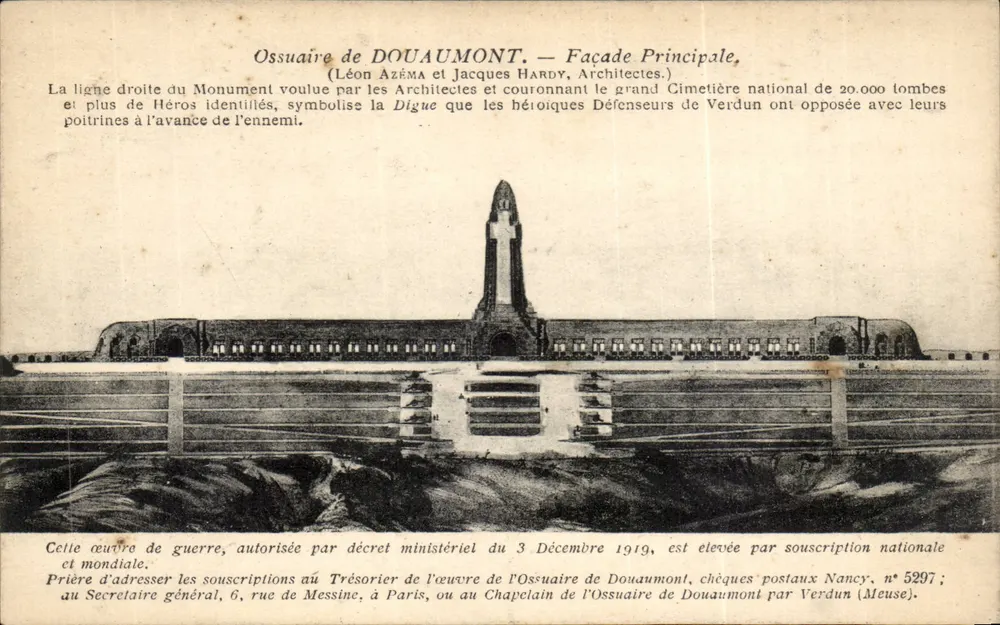 Ossuário de Douaumont — Facha Principal — Léon Azéma e Jacques Hardy, Arquitetos - Frente