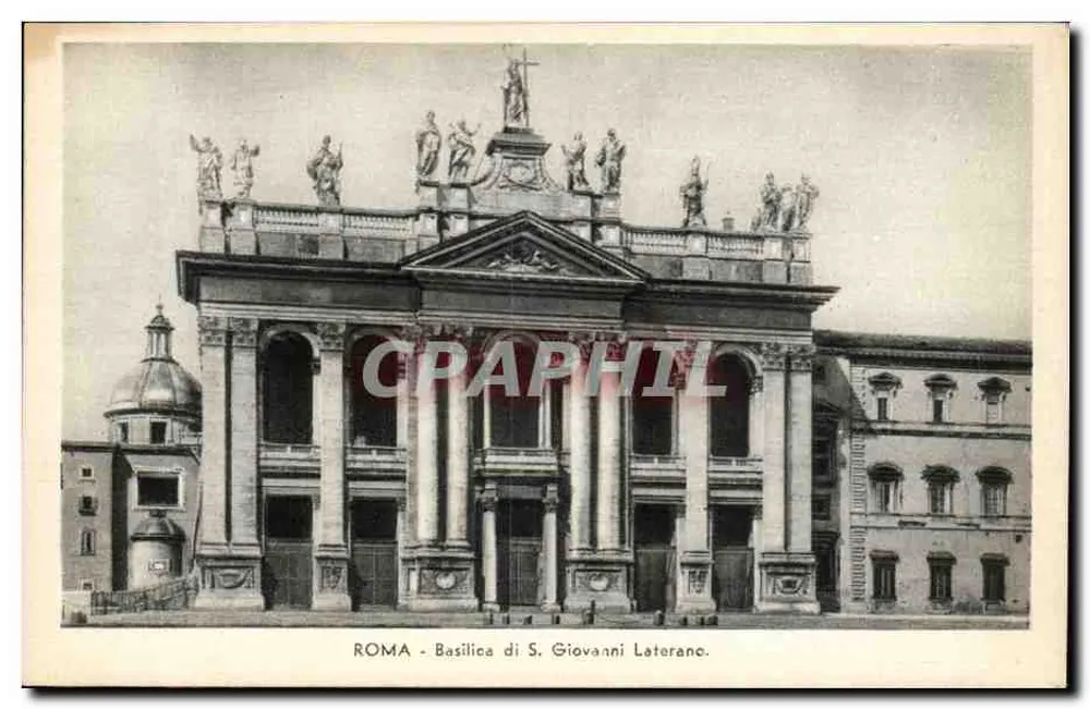 Basilika Saint-Jean-Lateran in Rom — Frontalansicht mit Statuen — unbekannter Verlag, Seriennummer nicht sichtbar - Vorderseite