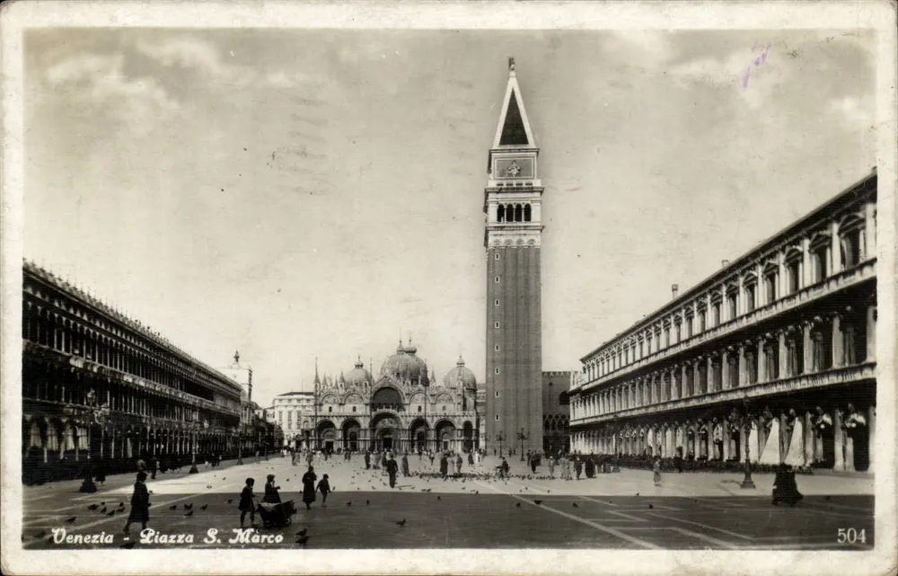 Venezia - Piazza S. Marco — Ansicht der Basilika und des Glockenturms — Serie 504 - Vorderseite