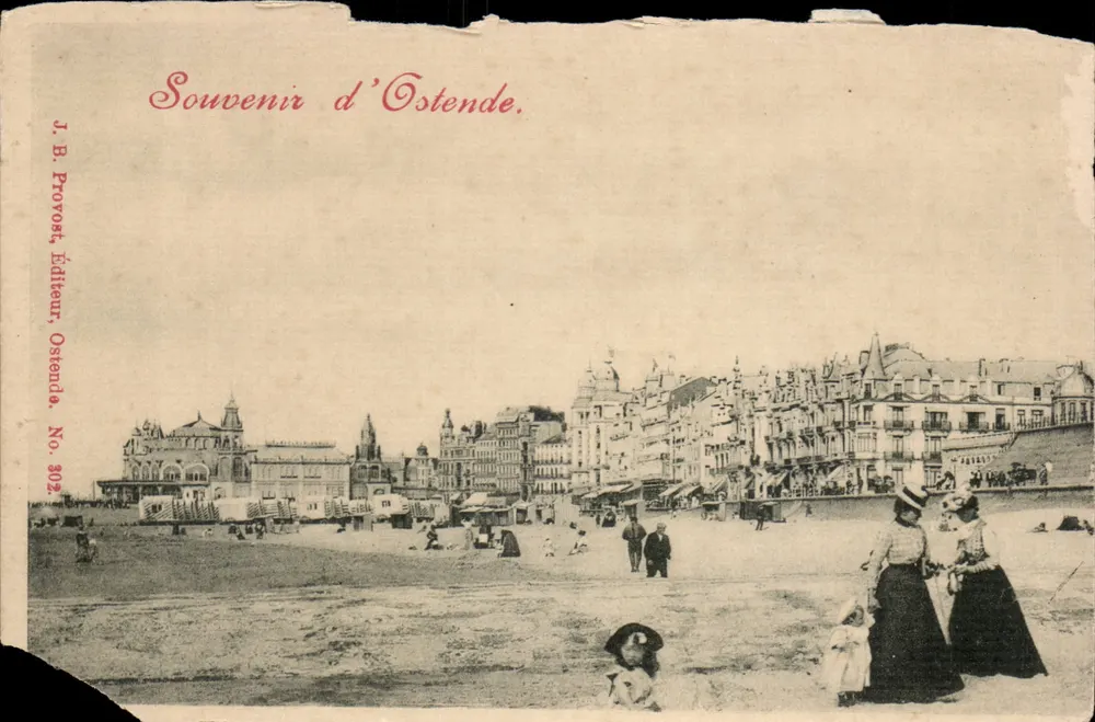 Vue de la plage d'Ostende — éditeur J.B. Provost, n° 302 - Frente