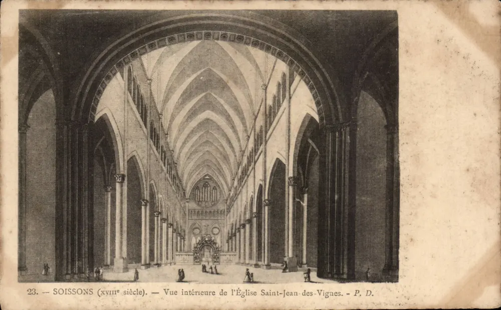 Soissons (18. Jahrhundert) — Innensicht der Kirche Saint-Jean-des-Vignes — P. D. - Vorderseite