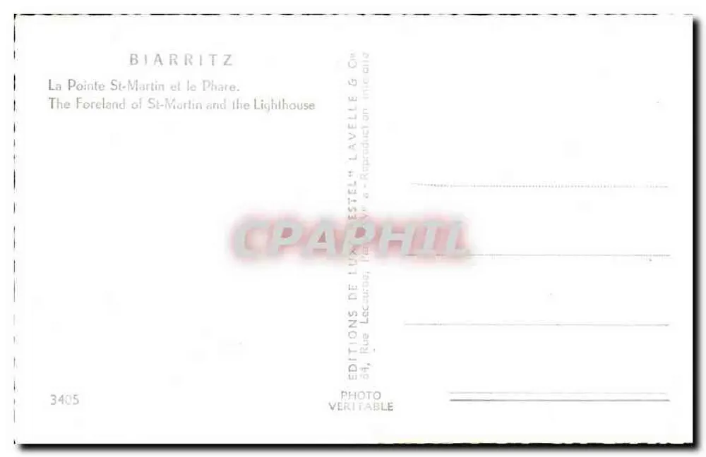 Biarritz — A Ponta St-Martin e o Farol — Estel - Verso