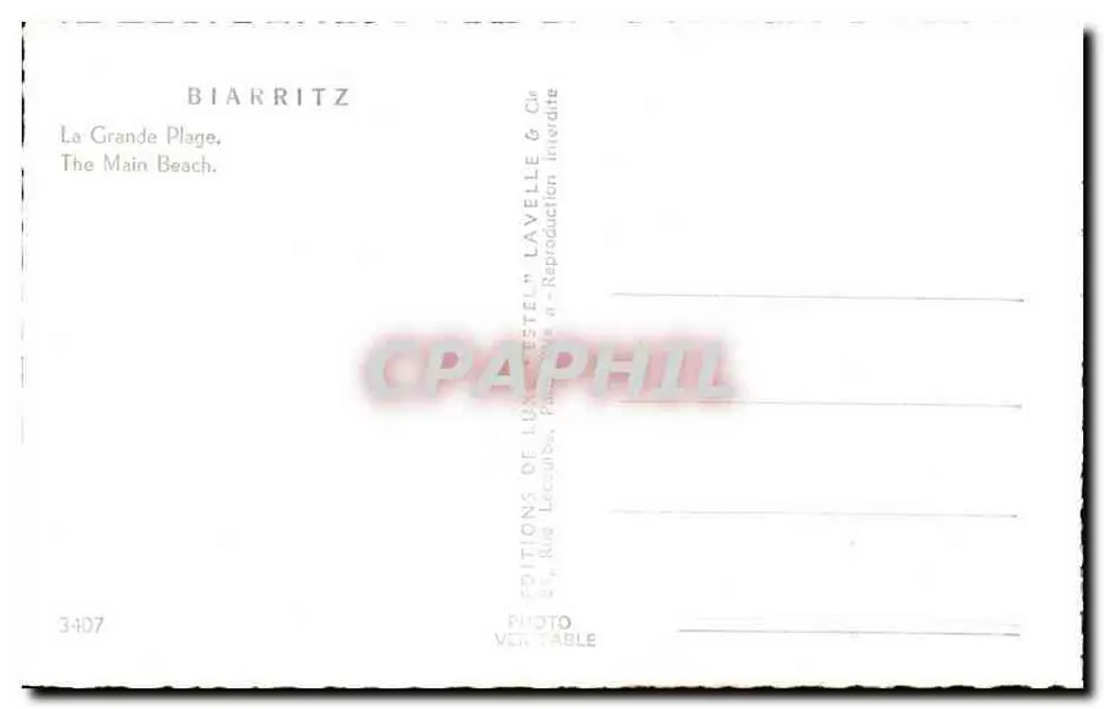 Biarritz — A Grande Praia — Estel - Verso
