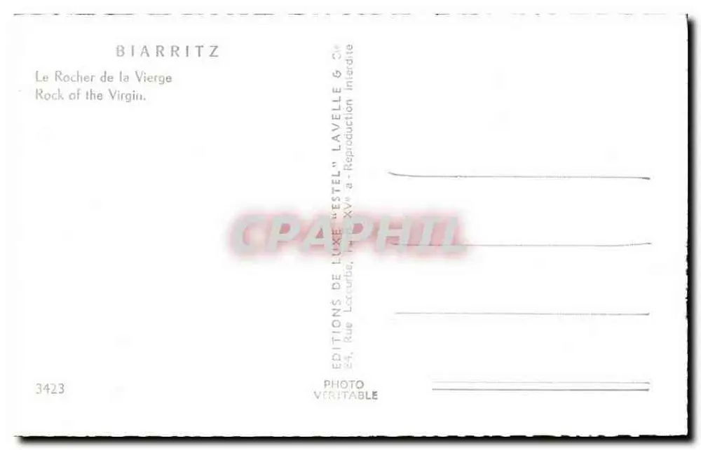 Biarritz — O Rocher da Virgem — Estel - Verso