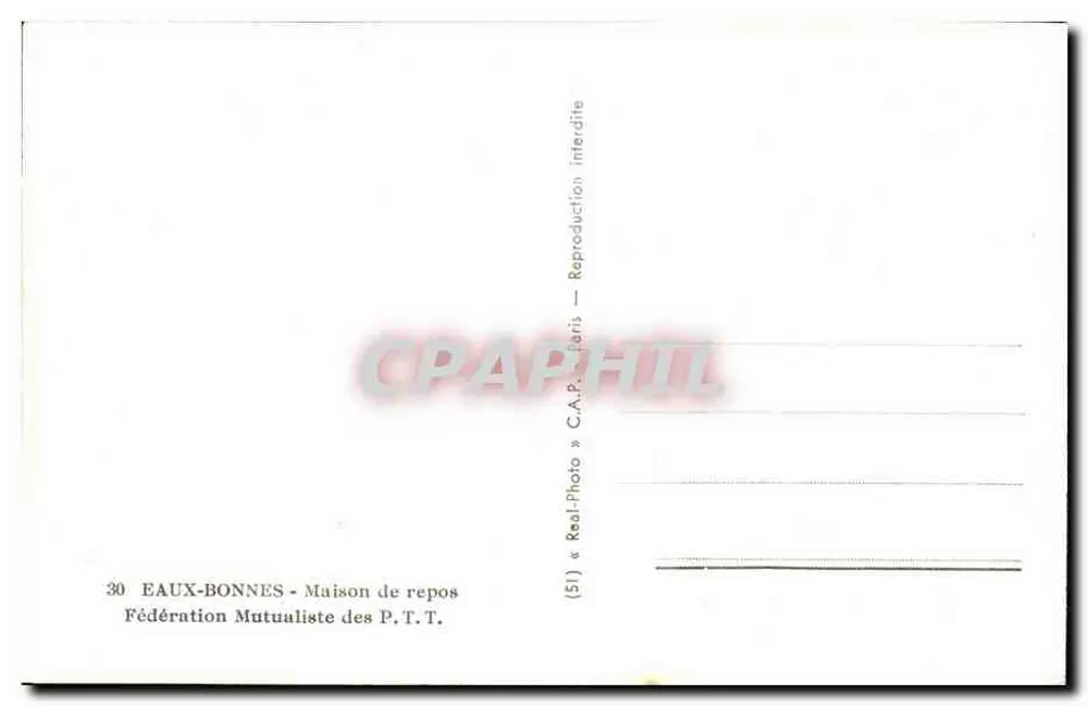 Eaux-Bonnes — Ruhehaus — Fédération Mutualiste des P.T.T. - Rückseite