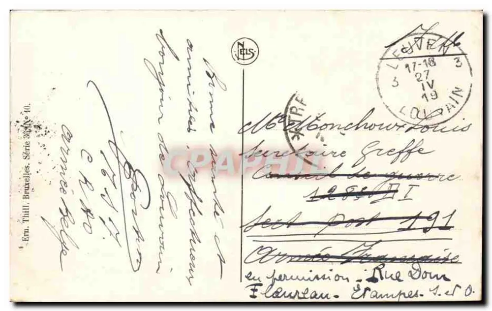 Castillo de Héverlé — Lovaina — Editor Thill, Bruselas, serie 304, n° 10 - Reverso