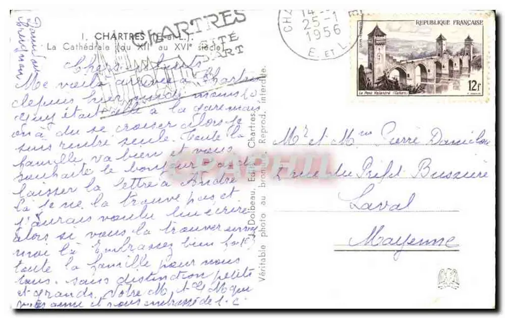 Chartres — Catedral (do XII ao XVI século) — Edição J. Dorbeau, Reprodução Proibida - Verso