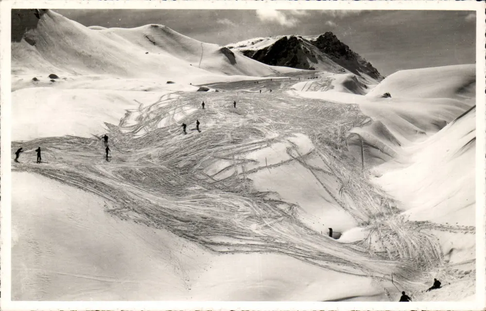 Parsenn-Küblis-Abfahrt, beim Gauderloch — Photo & Verlag Berni, Klosters, n° 325 - Frente