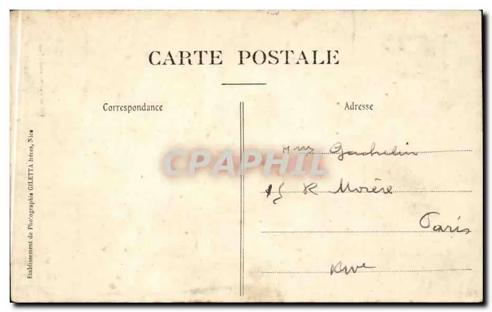 Monte-Carlo — Os Jardins — Edição Giletta, fot., Nice - Verso