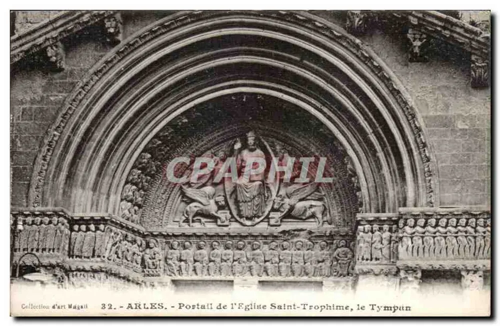 Arles - Portal der Kirche Saint-Trophime, der Tympan - Sammlung d'Art Magail, n°32 - Vorderseite