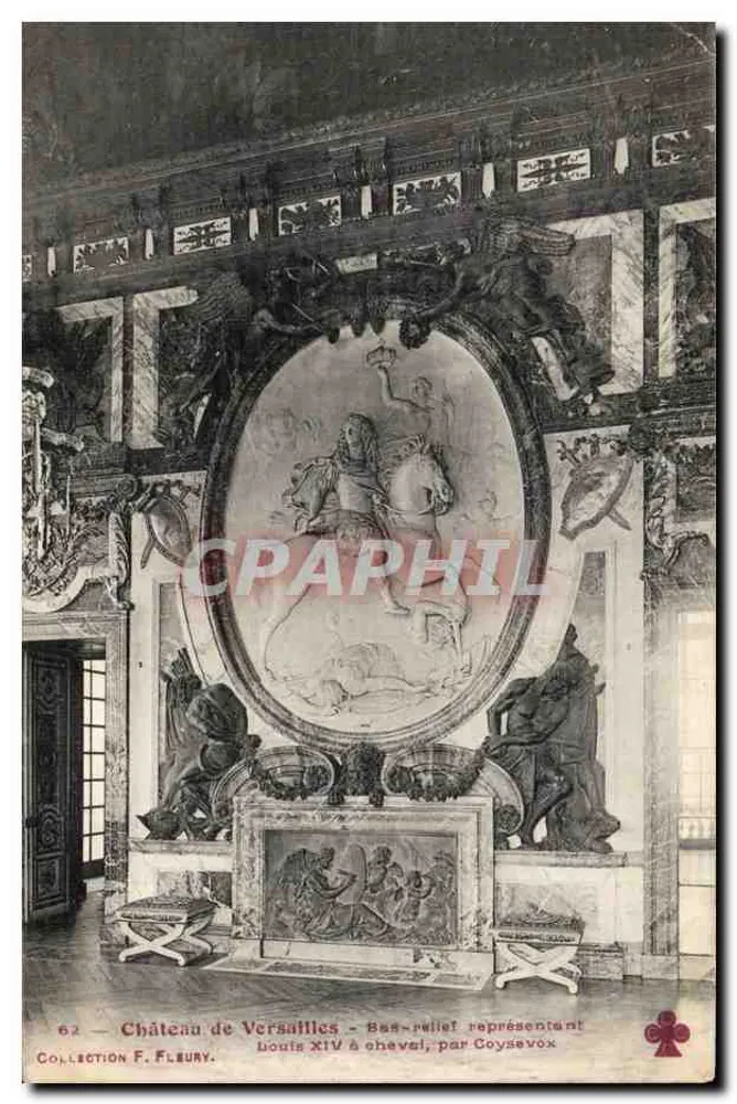 Château de Versailles — Bas-relief, das Ludwig XIV auf Pferd darstellt, von Coysevox — Sammlung F. Fleury, n° 62 - Vorderseite