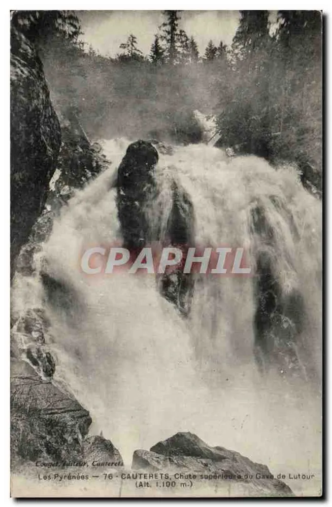 Die Pyrenäen — 76 — Cauterets, Obere Wasserfallstelle des Gave de Lutour (Höhe 1.100 m.) - Vorderseite