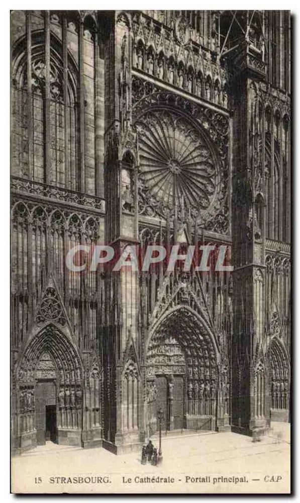 Straßburg - Die Kathedrale - Haupteingang — Antike Ansichtskarte, n°15 - Vorderseite
