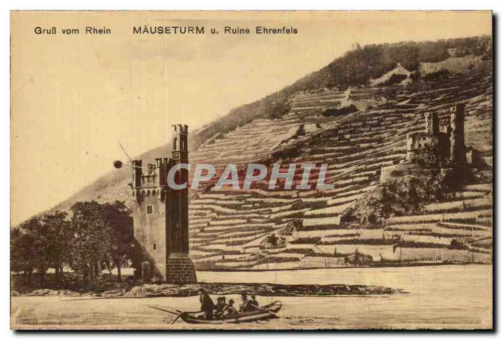 Mäuseturm e Ruína Ehrenfels — Saudação do Reno — K.S.M. n°56499 - Frente