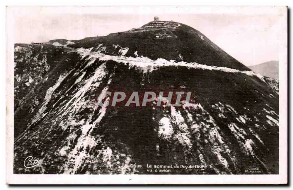 Ansicht des Gipfels des Puy-de-Dôme aus dem Flugzeug — Clichés Plazanet, n° 119 - Vorderseite