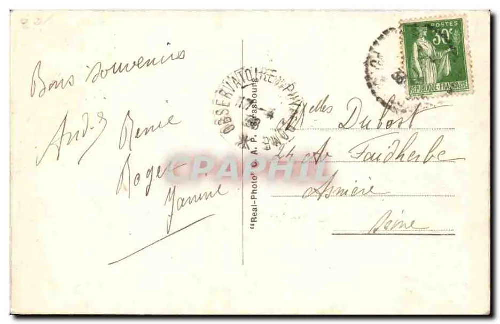 Ansicht des Gipfels des Puy-de-Dôme aus dem Flugzeug — Clichés Plazanet, n° 119 - Rückseite