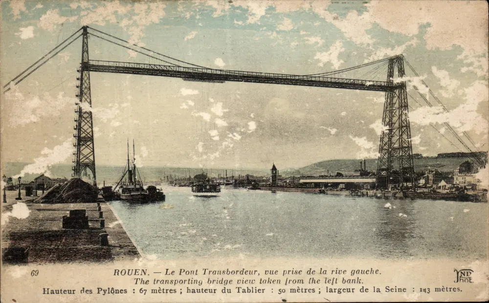 Rouen — Der Transbordeurbrücke, Ansicht vom linken Ufer — JNP Phot. - Vorderseite