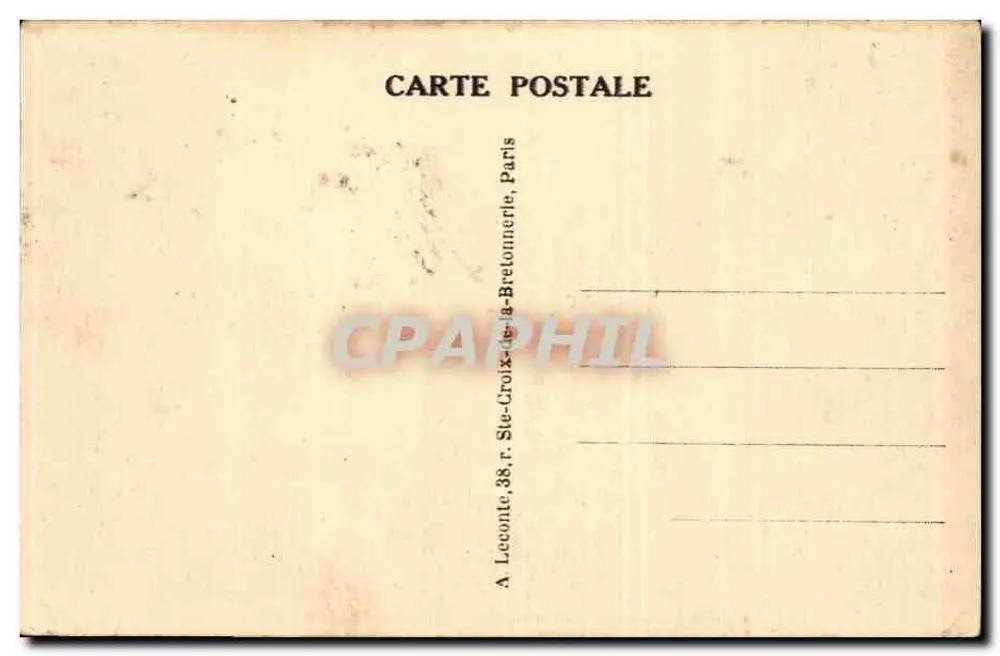 Paris — O Hotel dos Inválidos — editor A. Leconte, 38, rue Ste-Croix-de-la-Bretonnerie, Paris - Verso