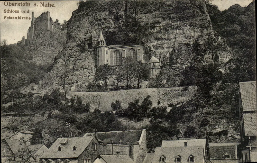 Oberstein a. Nahe. — Schloss und Felaenkirche — unbekannter Verlag - Vorderseite