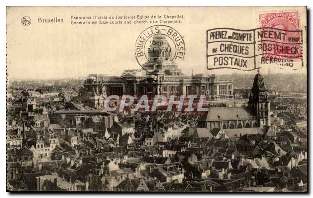 Brüssel — Panorama des Palastes der Gerechtigkeit und der Kirche der Kapelle — Verlag Nels, Seriennummer nicht sichtbar - Vorderseite