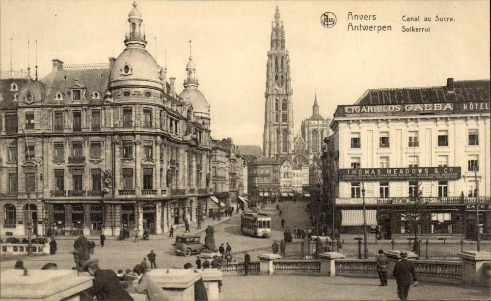 Antwerpen — Zuckerkanal — Ansicht der Kathedrale und des Kanals — Verlag Nels, Serie 25, Nr. 18 - Vorderseite