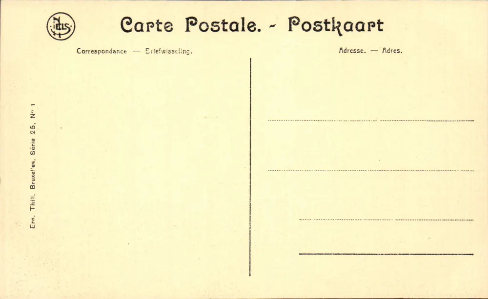 Antwerpen — Stadthaus und Brabo-Fontäne — Verlag Thill, Brüssel, Serie 25, Nr. 1 - Rückseite