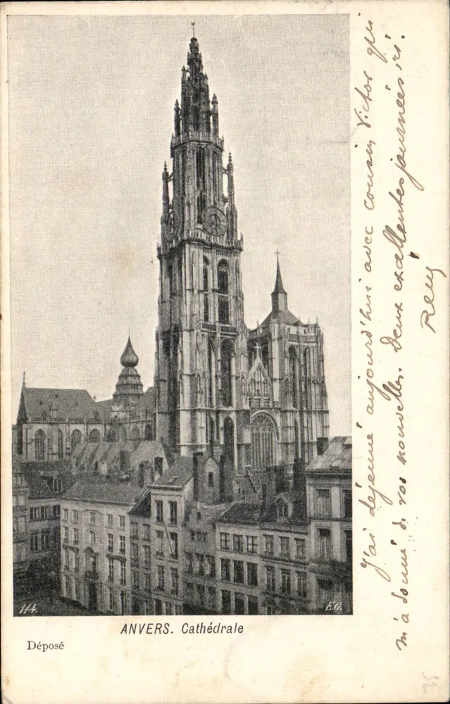 एंटवर्प - चर्च - टॉवर का दृश्य - प्रकाशक E.C. संख्या 144 - आगे