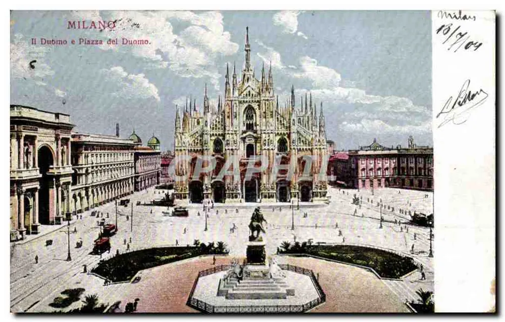 Mailand — Der Dom und die Piazza del Duomo — Postkarte - Vorderseite
