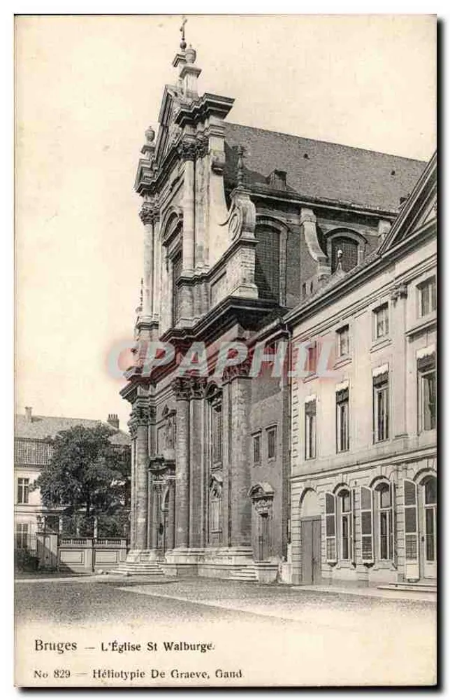 Bruges — De Kerk van Sint Walburga — Héliotypie De Graeve, Gand, Nr 829 - Voorkant