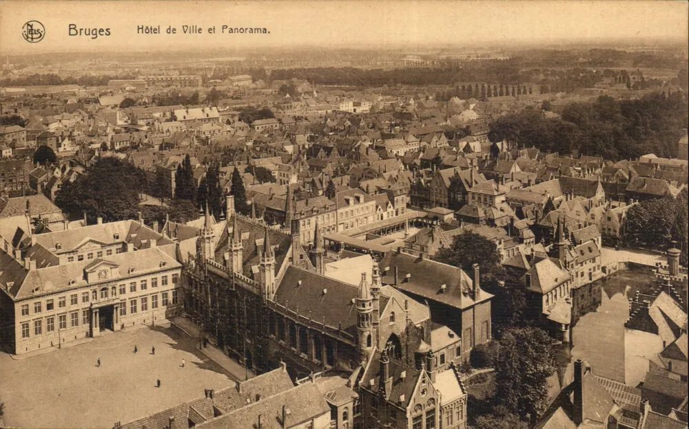Brügge Rathaus und Panorama — Verlag Thilli, Luxus-Serie N° 20 - Vorderseite