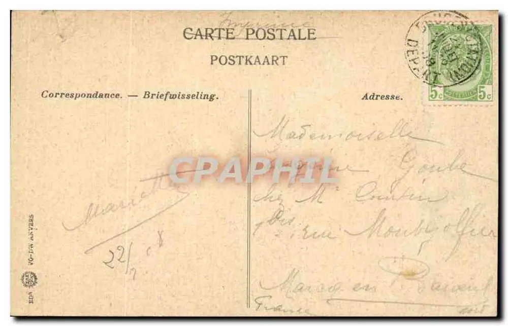 Bruges — Le quai du Rosaire — éditeur anonyme, n° de série non visible - Verso
