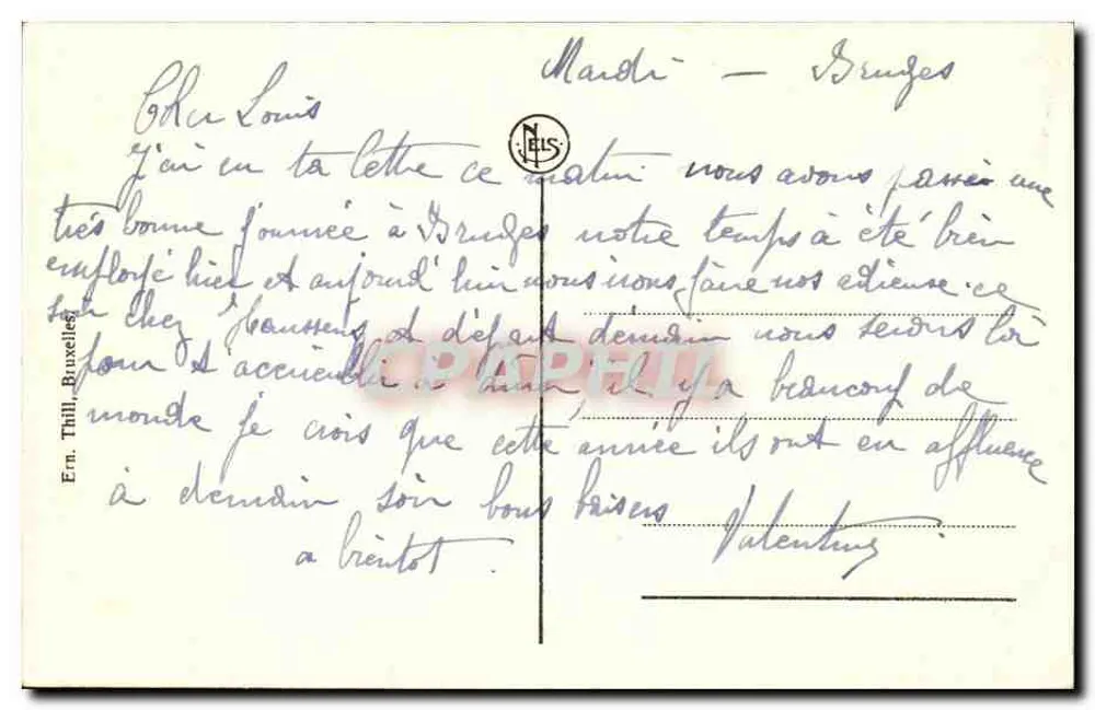 Bruges - Béguinage - Kapelle und Haus der Großen Dame — Verlag Nels, Seriennummer nicht sichtbar - Rückseite