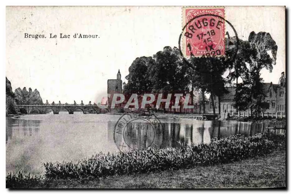 Bruges. O Lago do Amor. — Editor não identificado, número de série não visível. - Frente